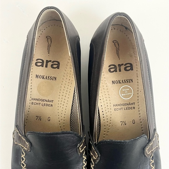 Leather Hand Stitched ARA MOCCASINS Made In Germany Driving Loafers Size 7.5 - Picture 11 of 16